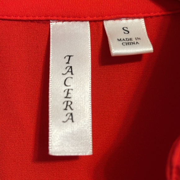 Tacera red 3/4 length sleeve dress top. - Picture 2 of 2